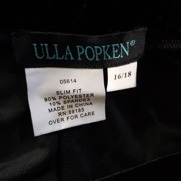 Ulla Popkin Women's Black Velvet Elastic-Waistband Slim Fit Pants Size 16/18 - Picture 4 of 6